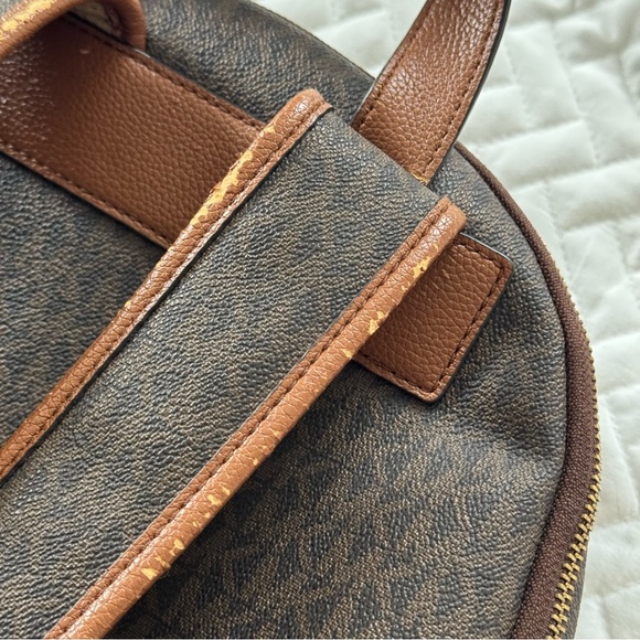 Michael Kors Erin Large Backpack Acorn Trim Brown Signature Logo Print Canvas - Picture 8 of 16